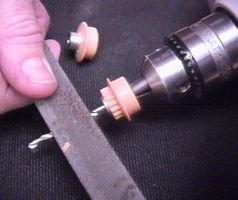 A makeshift lathe